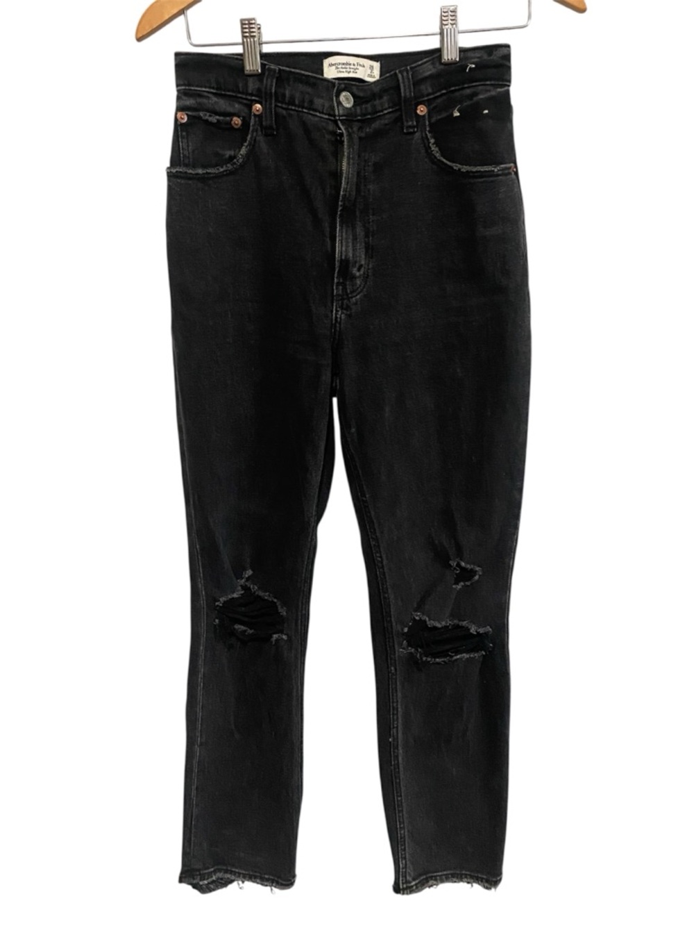 Abercrombie & Fitch The Ankle Straight Ultra High Rise Black Jeans Size 6/2R